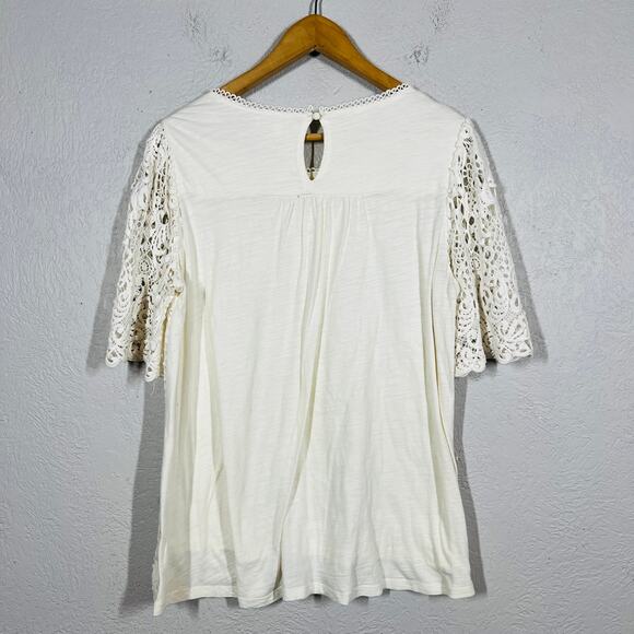 Eri + Ali Lace Tunic Top Bell Sleeve Casual Knit Ivory White - XL - Picture 4 of 4